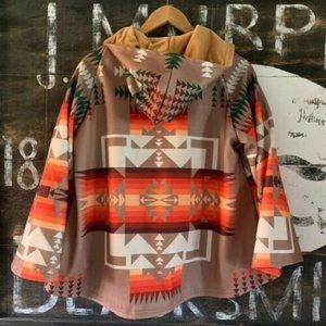 Native Cowichan Western Blanket Cloak Jacket